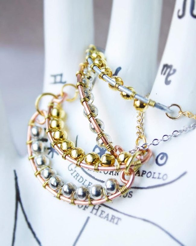Metallic Beaded Chains Gleaming