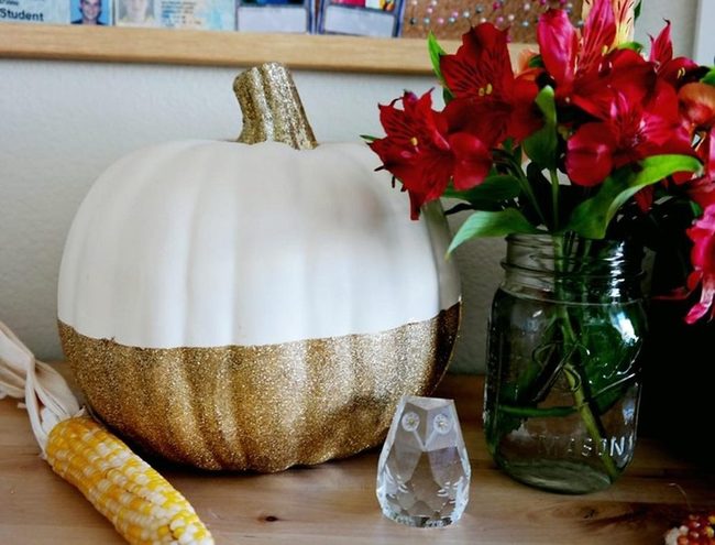 Gold Pumpkins With Red Florals