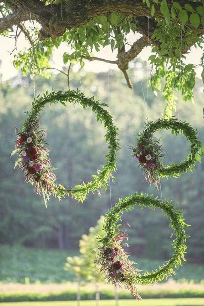 Cascading Green Floral Circles