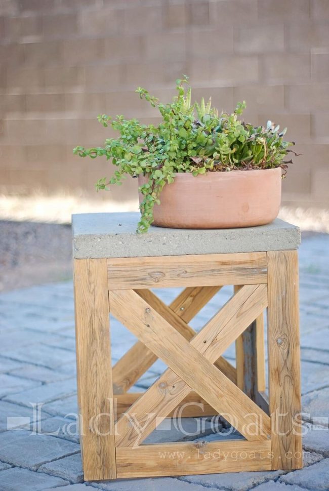 Reclaimed Wood Crossed-Leg Stool