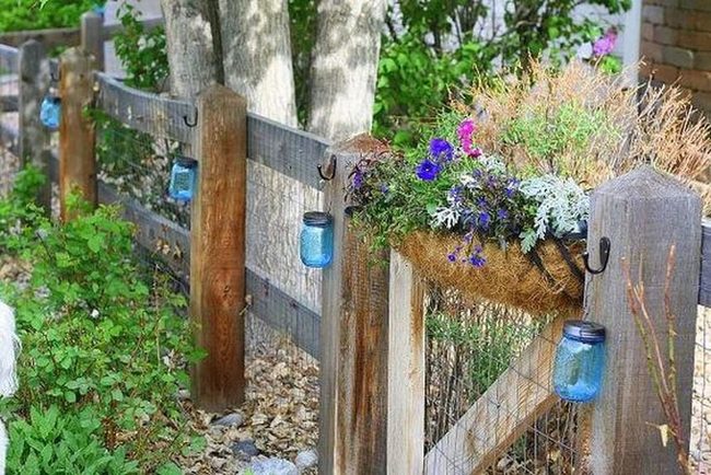 Colorful Pots Wooden Fence Lights