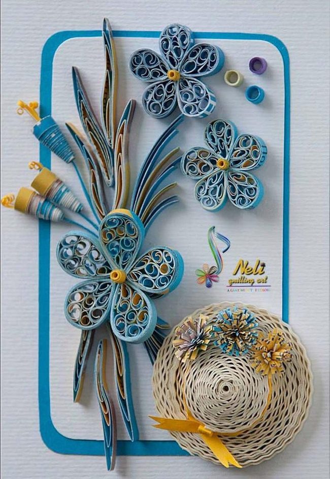 Blue Yellow Straw Hat Swirl