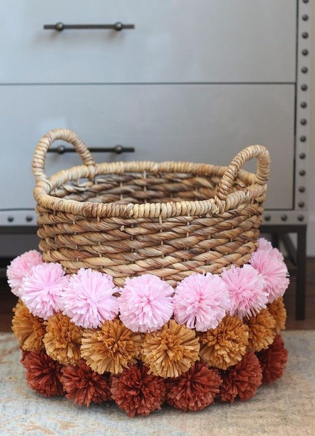 Pom-Pom Woven Baskets