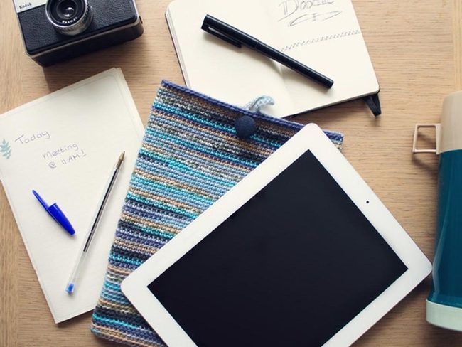 Blue Pen Notebook Workspace