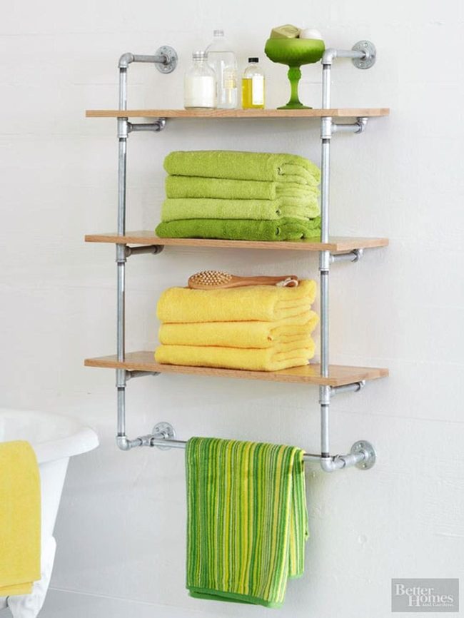 Industrial Wood And Metal Bathroom Storage