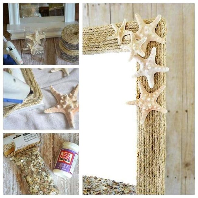 Sisal Rope Mirror With Starfish