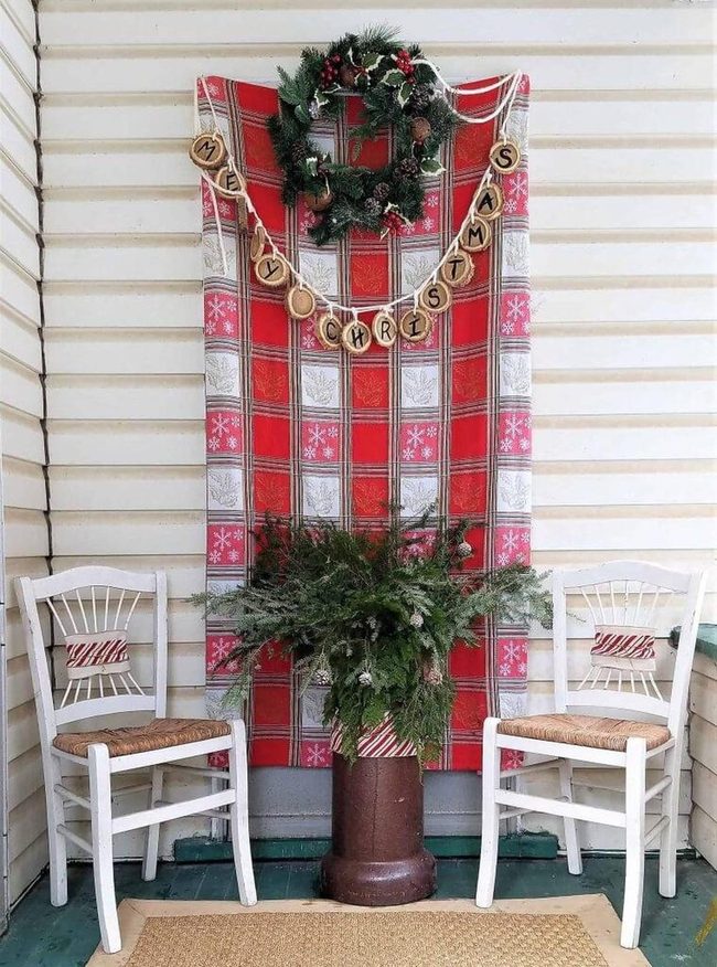 Red Plaid Porch Welcome