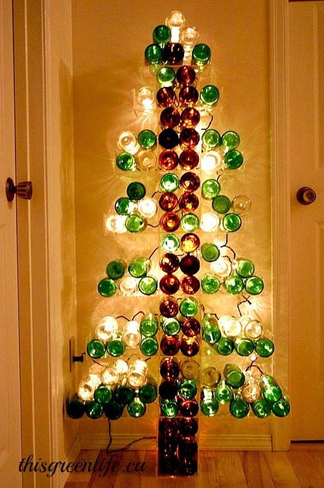 Illuminated Green Glass Tree