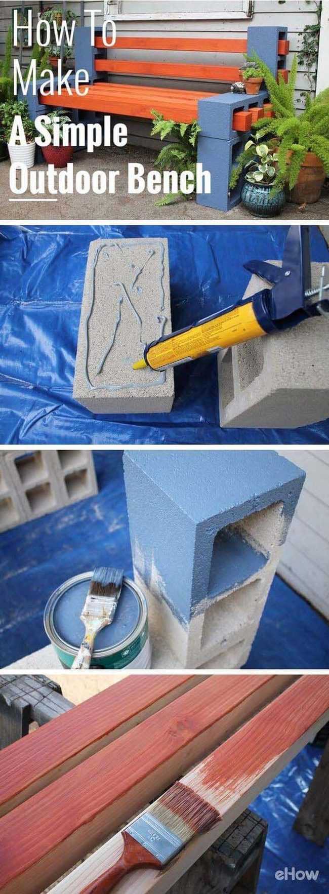 Diy Cinder Block Wood Bench