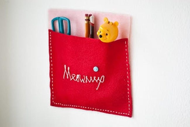 Red Fabric Wall Pockets