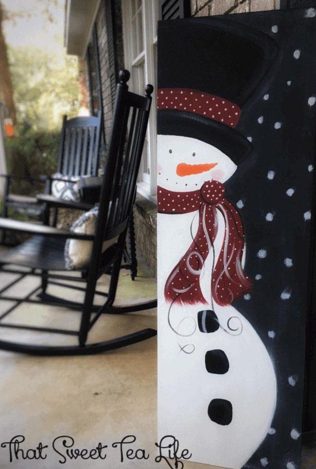 Painted Snowman Porch Welcome