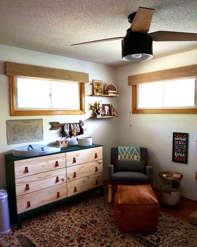 Green Dresser, Leather Pulls