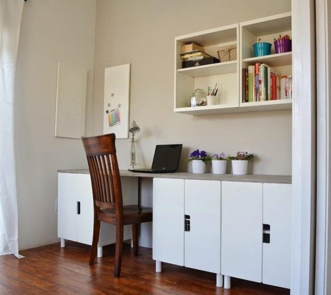 White Workspace With Living Green