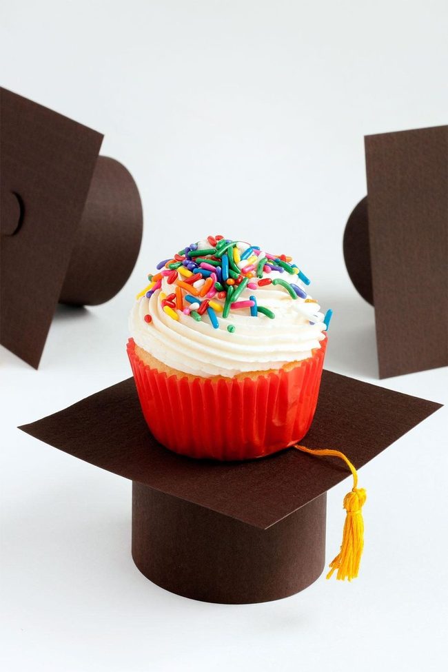 Red Frosted Graduation Cupcakes