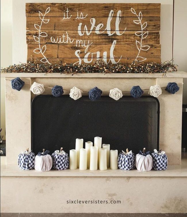 Denim Rose Garland Handmade