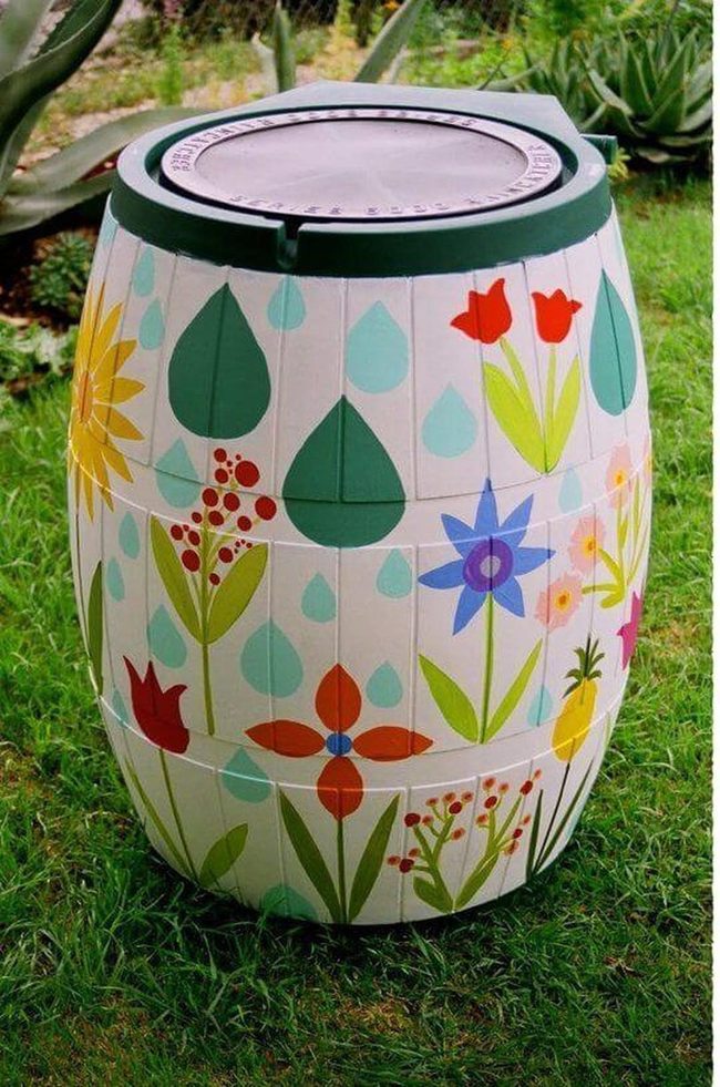 Floral Rain Barrel Sustainability