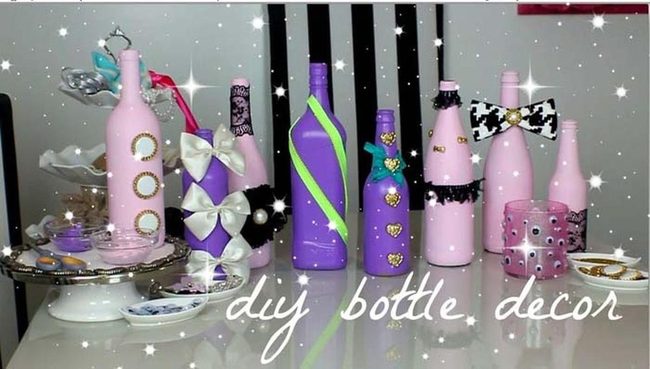 Painted Wine Bottles Diy Decor