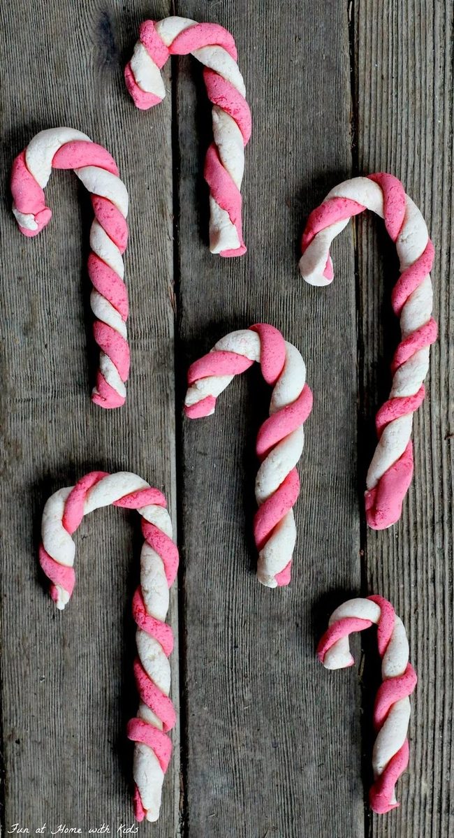 Pink Striped Candy Canes On Wood