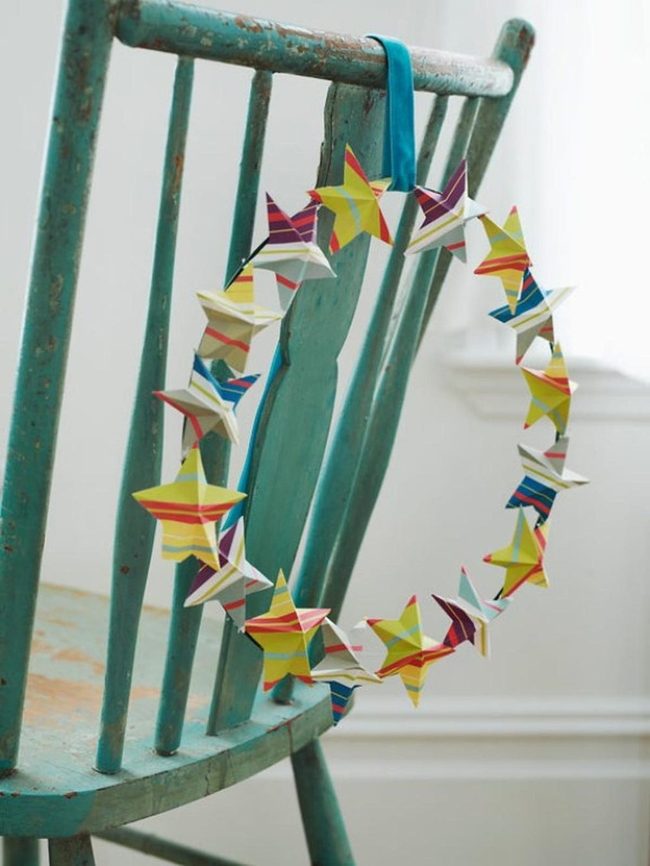 Turquoise Chair With Handmade Star Wreath