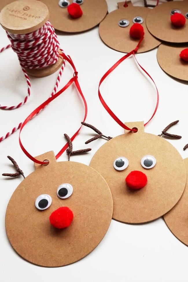 Brown Paper Reindeer With Twig Antlers