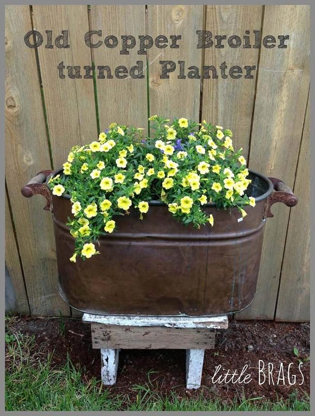 Weathered Broiler Garden Planter