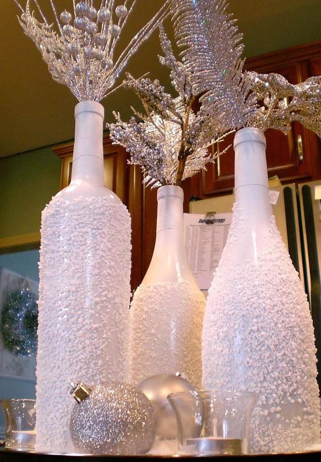 Salt-Frosted Wine Bottles