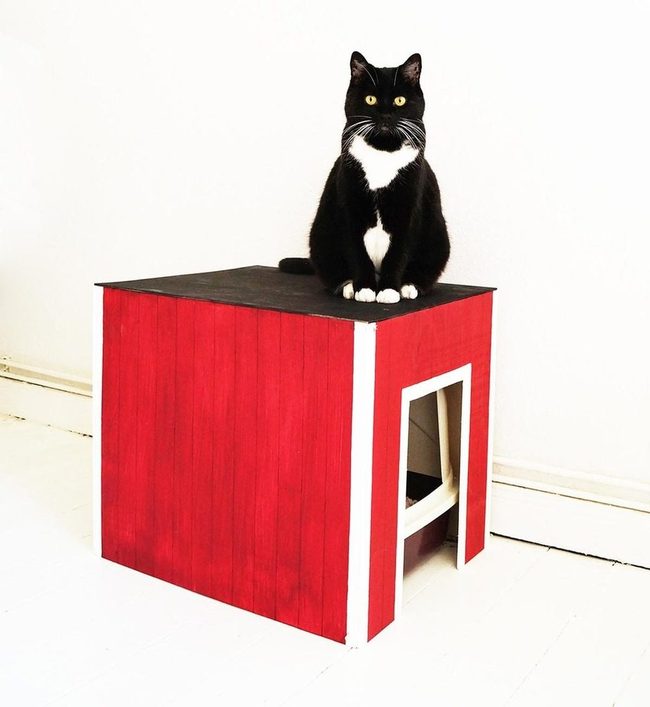 Red Wooden Cat House