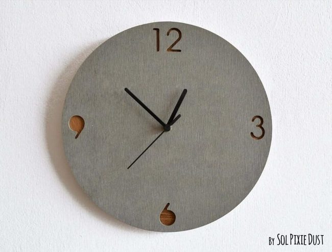 Wood And Cement Cutout Clock