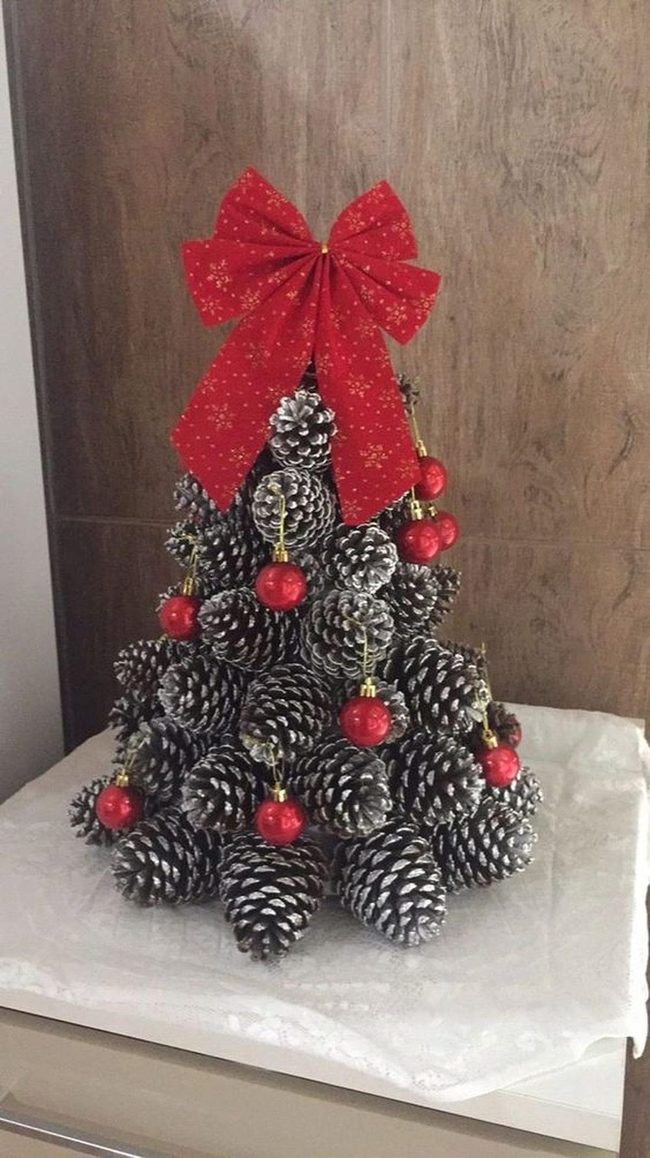 Frosted Pinecones, Red Baubles, Gold Stars