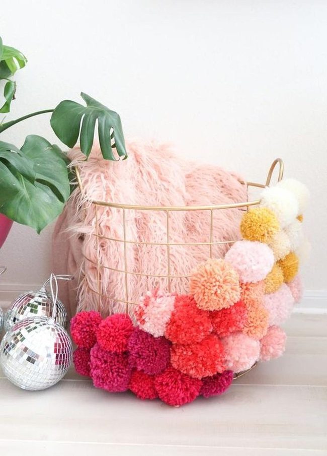 Pink Blanket Metal Basket