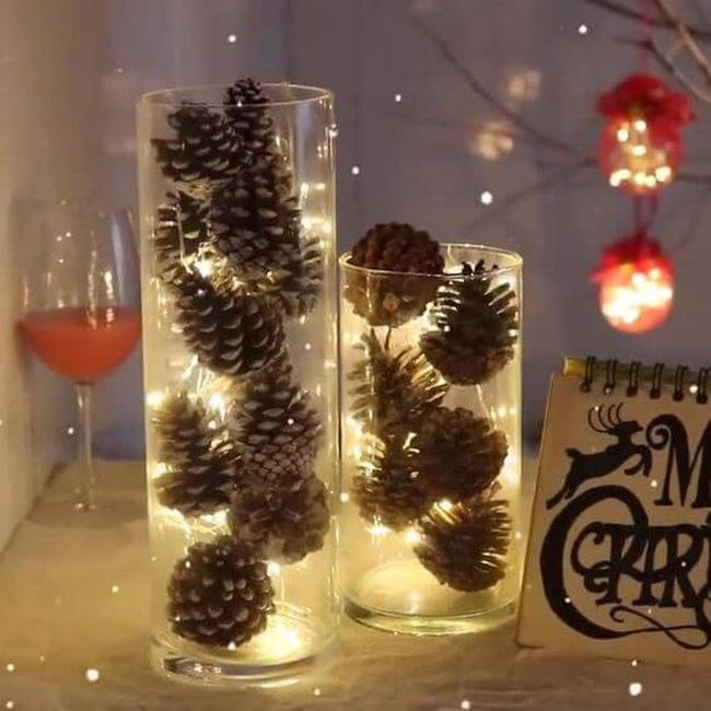 Amber Pine Cones And Light