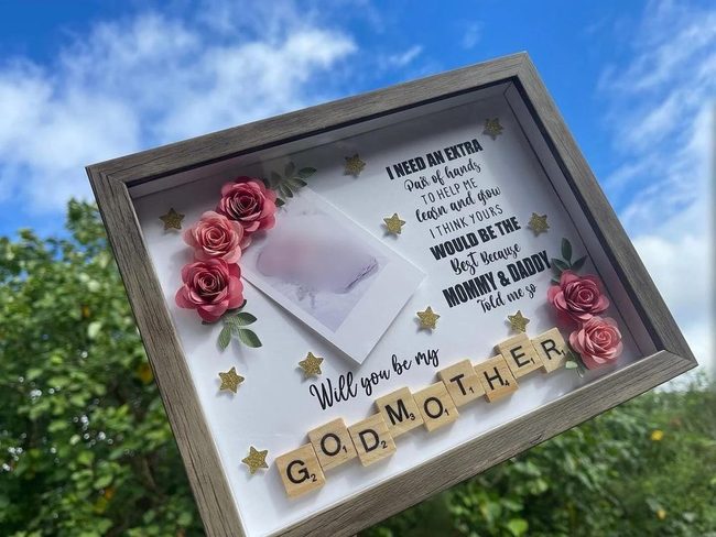 Pink Roses Godmother Proposal Box