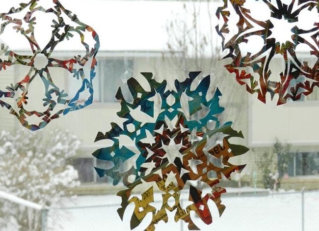 Colorful Paper Snowflakes Winter