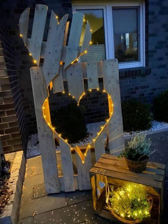 Glowing Wooden Hearts Display