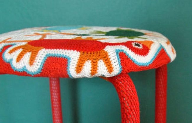 Geometric Crochet Stool Burst