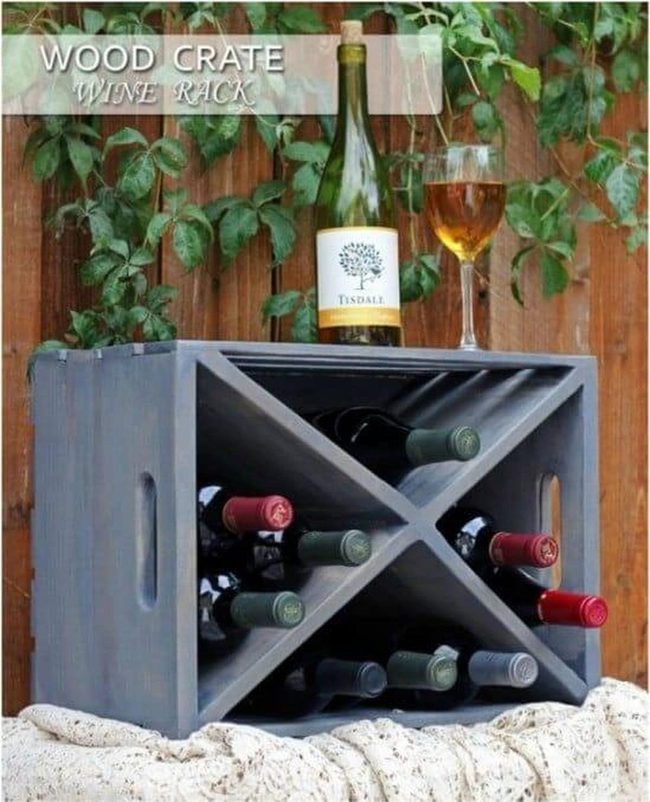 Gray Wooden Wine Crisscross