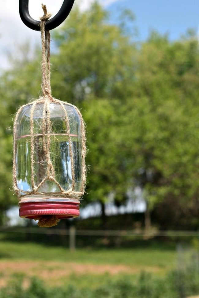 Red Lid Glass Jars Outdoor