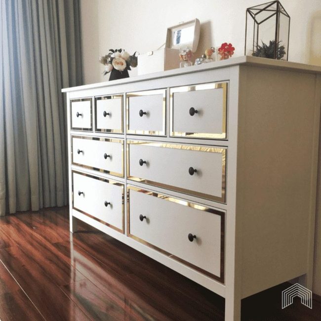 Gold-Trimmed Ikea Dresser Upgrade