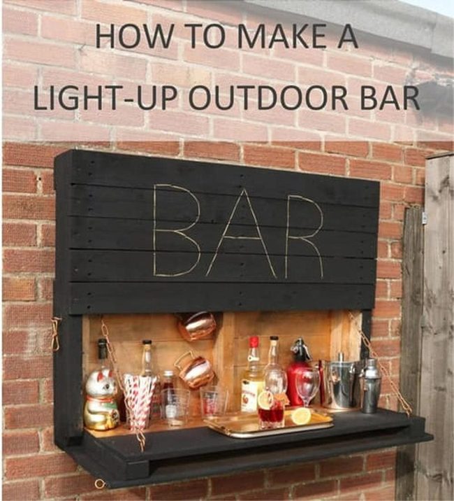 Dark Stained Pallet Hardwood Bar