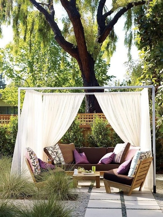 Pvc Pipe Cabana With Colorful Canopy