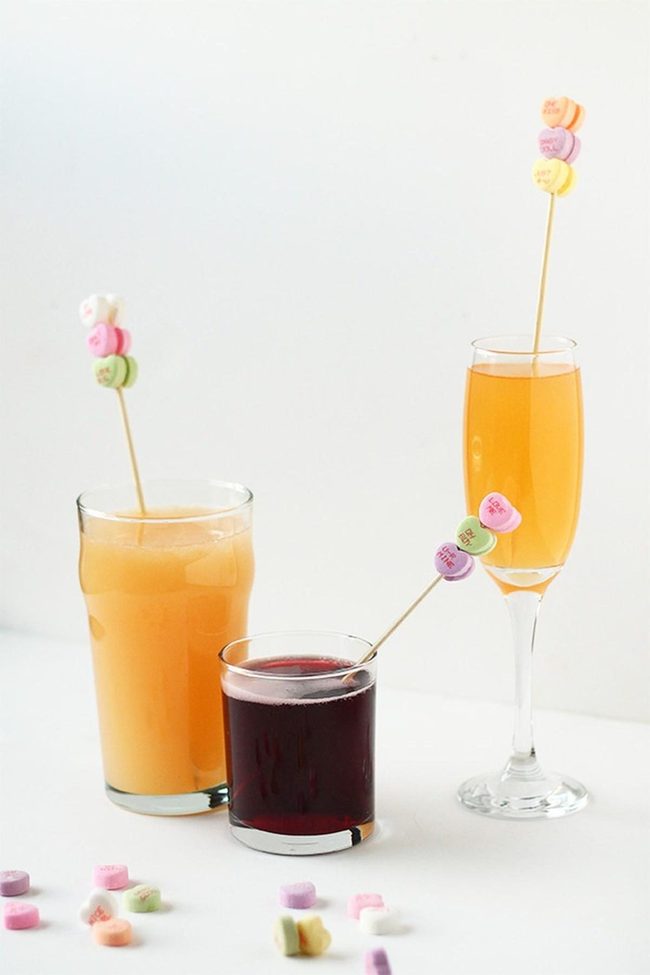 Jewel-Toned Cocktails With Candy Hearts