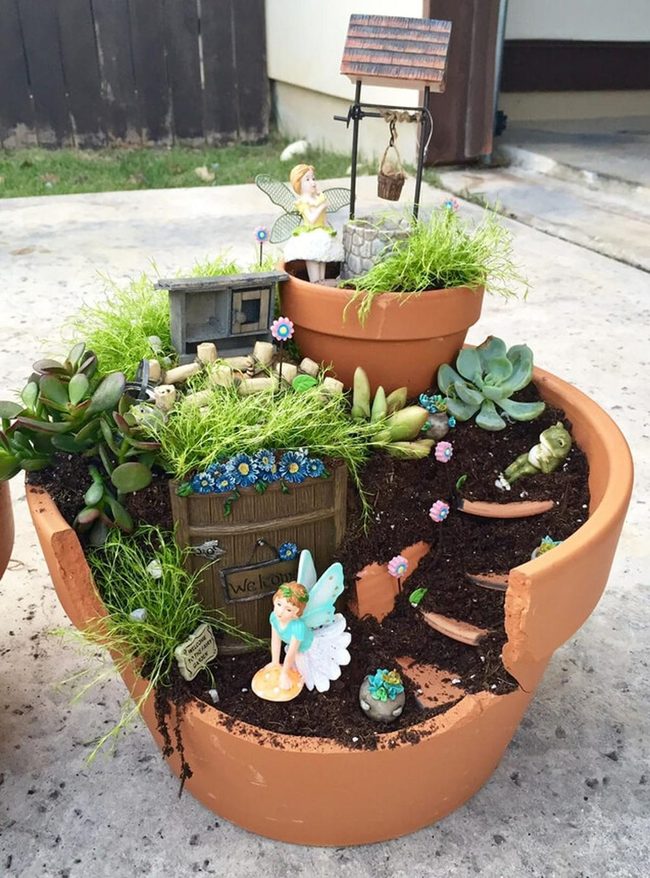 Painted Planter Fairy House
