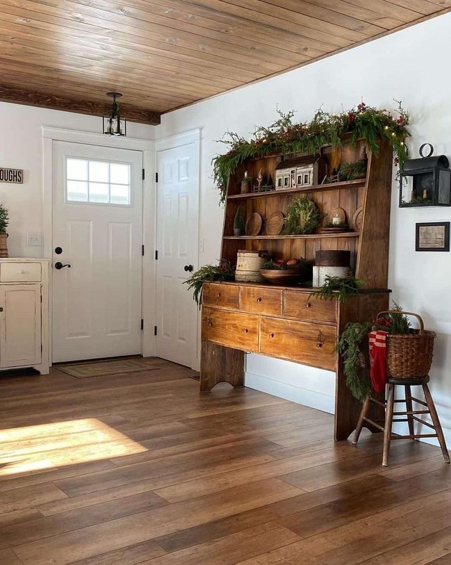 Wooden Hutch With Festive Plates
