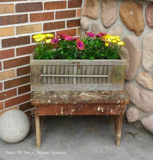 Vintage Shutters Blooming Garden Bench