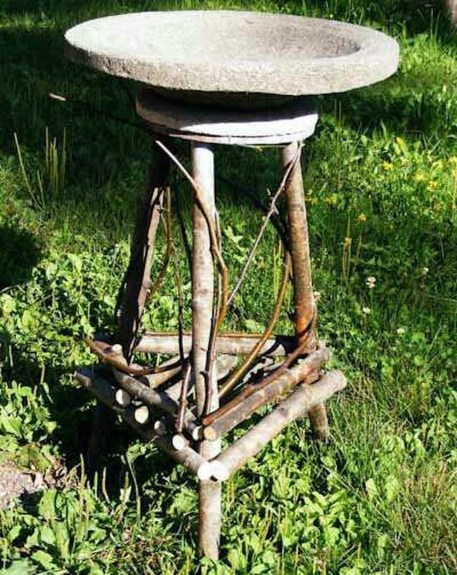 Natural Wood Birdbath Basin