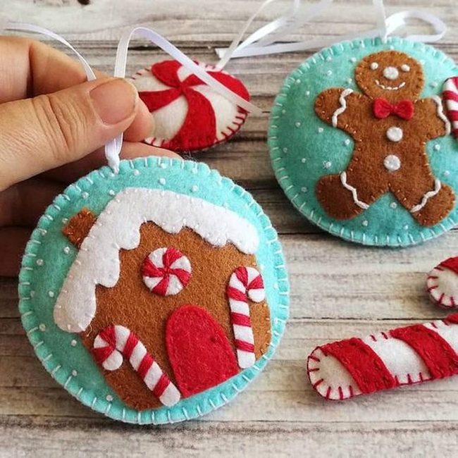 Felt Gingerbread Christmas Ornaments