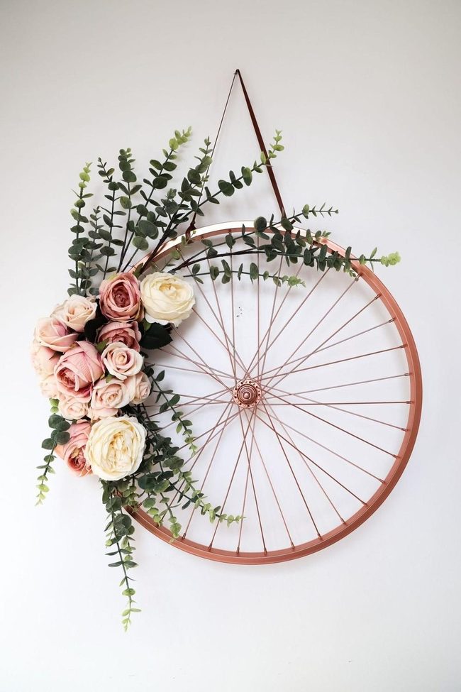 Copper Wheel With Blush Roses