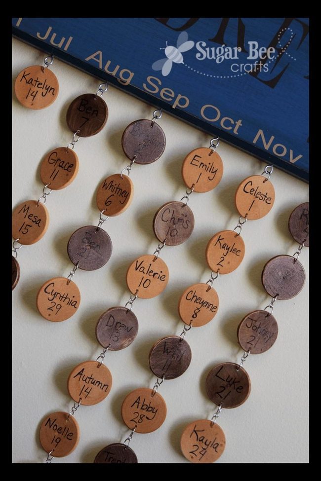 Painted Wood Birthday Calendar