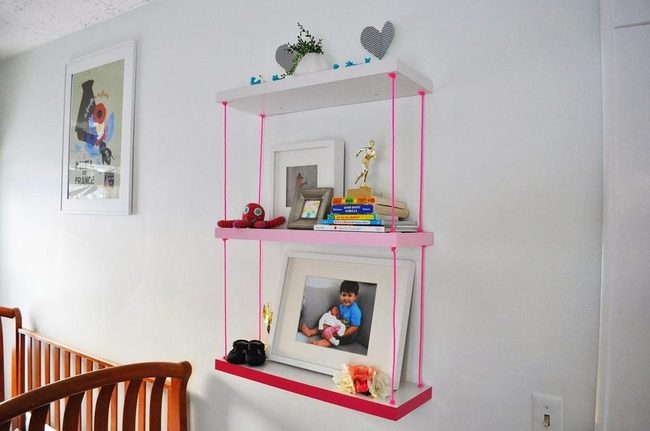 Golden Trophy Pink Rope Shelves