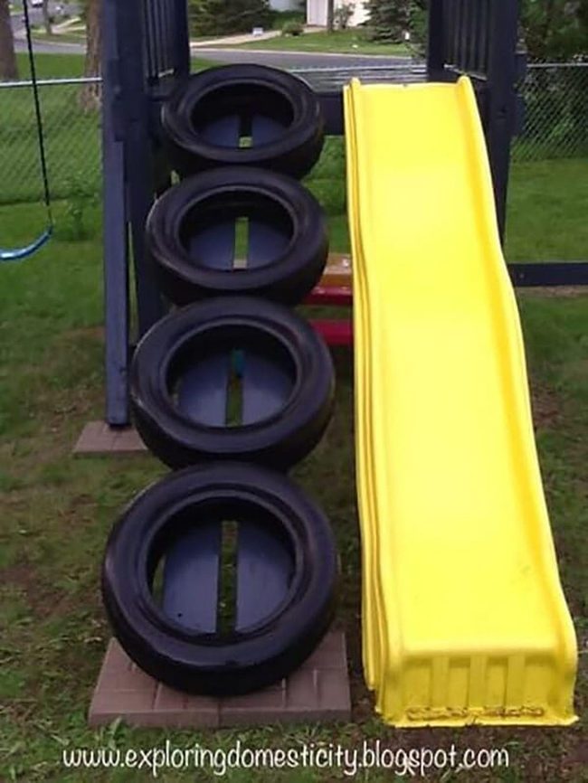 Tire-Climbing Cedar Playset